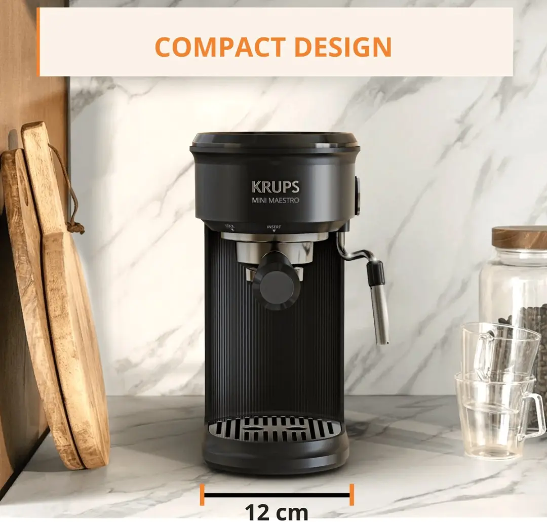 Krups Mini Maestro XP3508 Pistonmachine - 20 bar - 2 Kopjes - Zwart - afbeelding 4 van 6