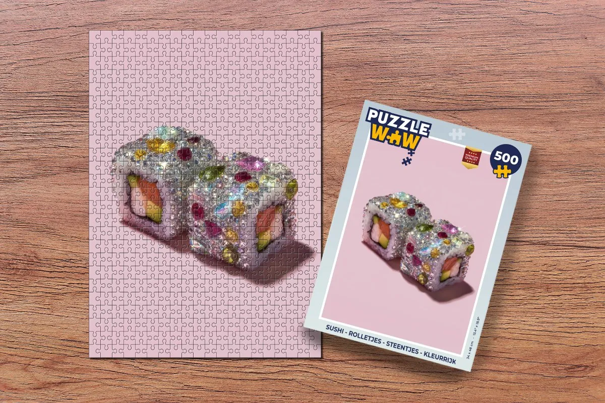 PuzzleWow Sushi Rolletjes Steentjes Legpuzzel 500 Stuks - Kleurrijk