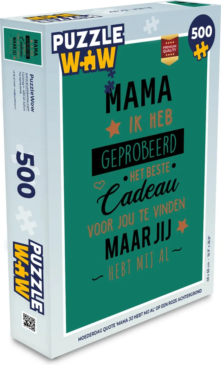 PuzzleWow Mama Jij Hebt Ons Al Legpuzzel 500 Stuks - Multicolor