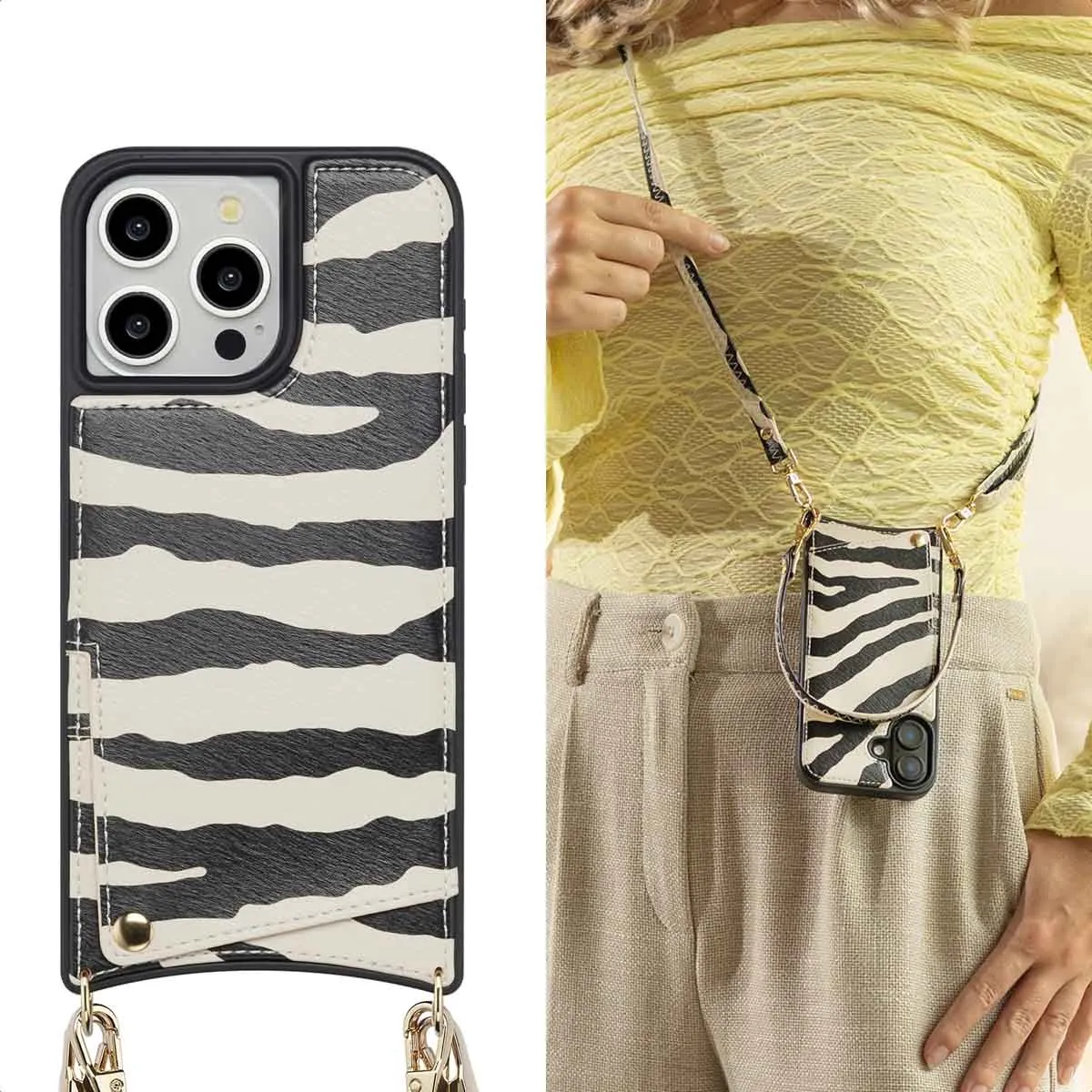 Selencia Hoesje iPhone 15 Pro Max Zazzy Zebra - 2 Pasjes