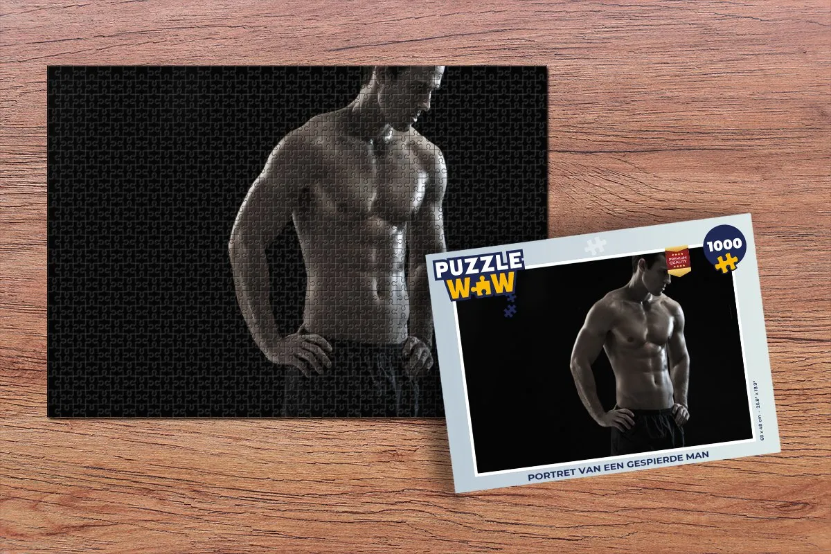 PuzzleWow Portret van een Gespierde Man Legpuzzel 1000 Stuks - Multicolor