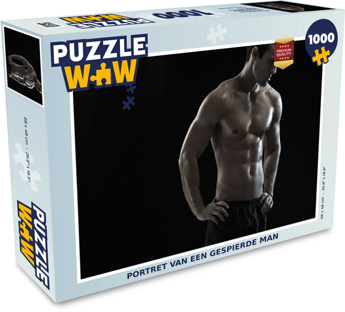 PuzzleWow Portret van een Gespierde Man Legpuzzel 1000 Stuks - Multicolor