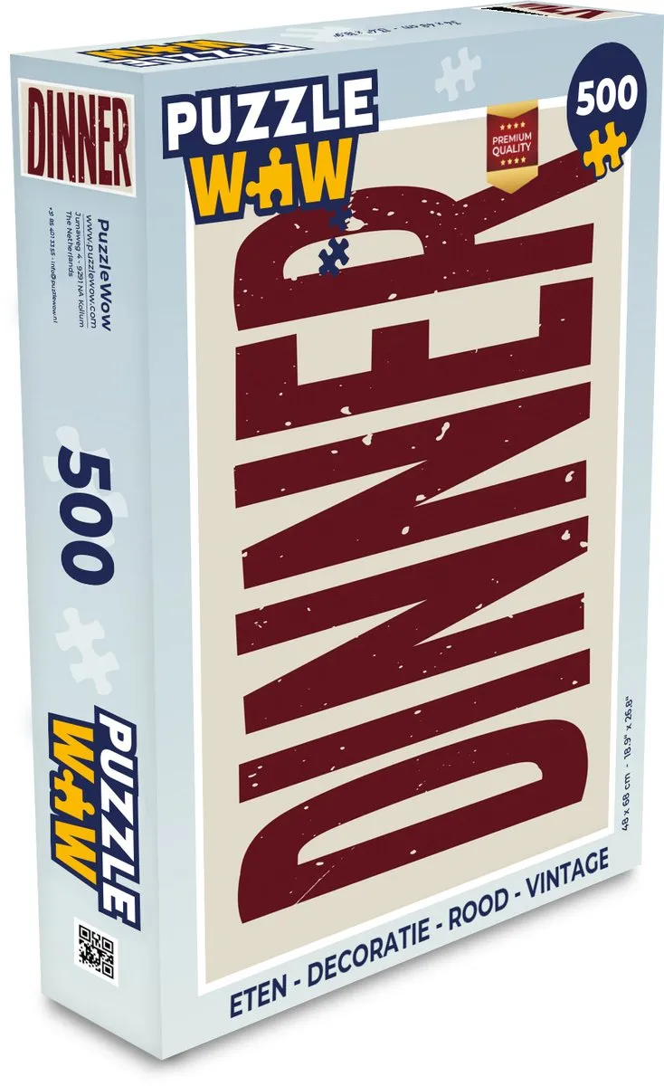 PuzzleWow Legpuzzel 500 Stuks - Rood Vintage