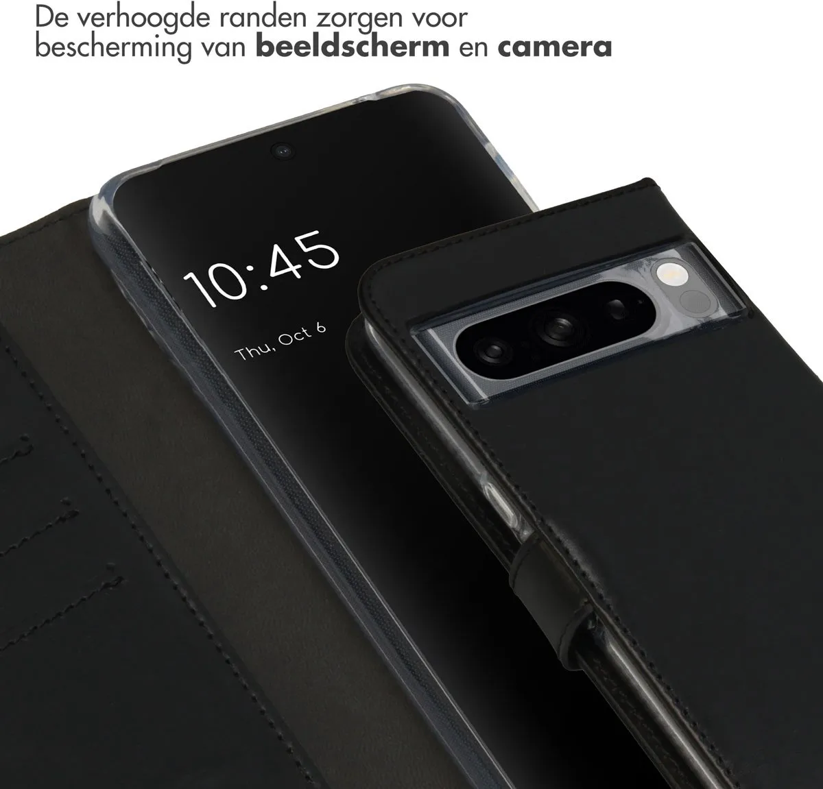 Selencia Hoesje Google Pixel 8 Pro Echt Lederen Bookcase - Zwart