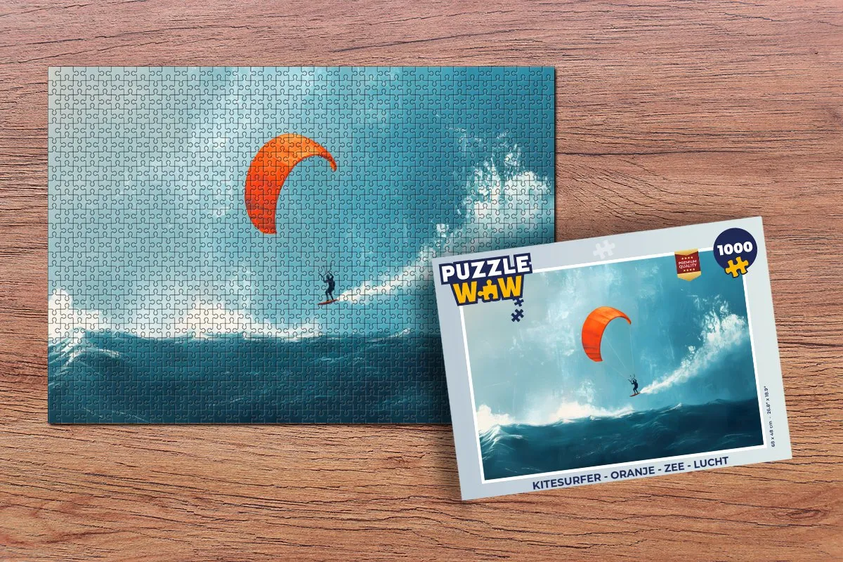 PuzzleWow Kitesurfer Legpuzzel 1000 Stuks - Oranje