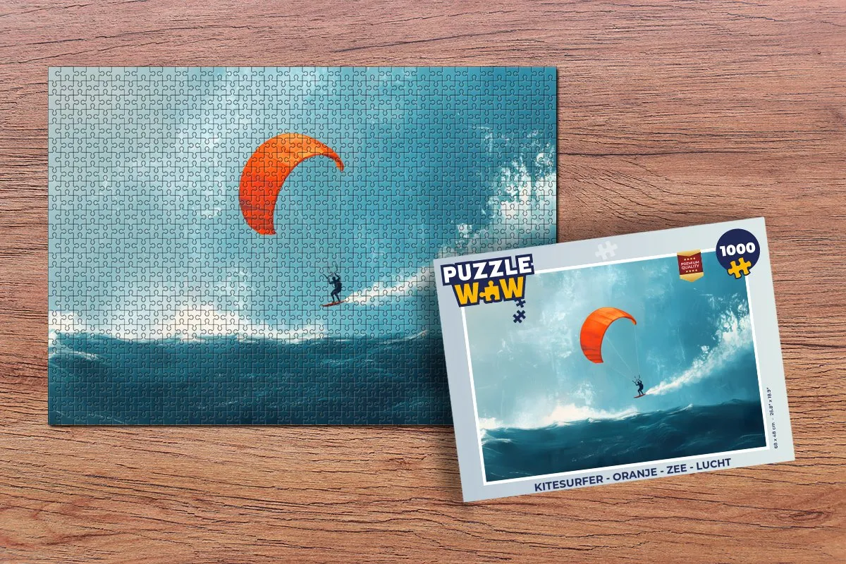 PuzzleWow Kitesurfer Legpuzzel 1000 Stuks - Oranje