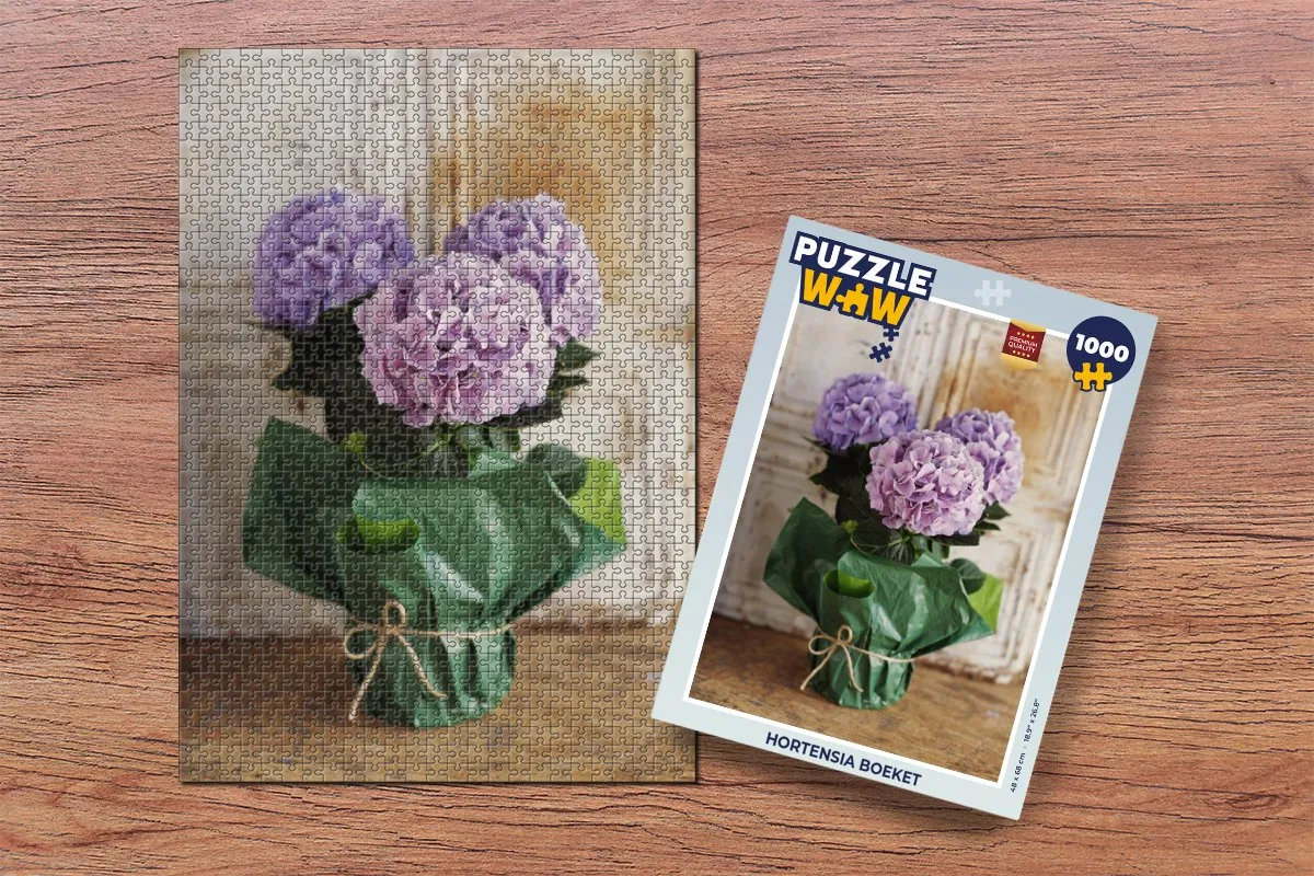 PuzzleWow Hortensia Boeket Legpuzzel 1000 Stuks - Multicolor