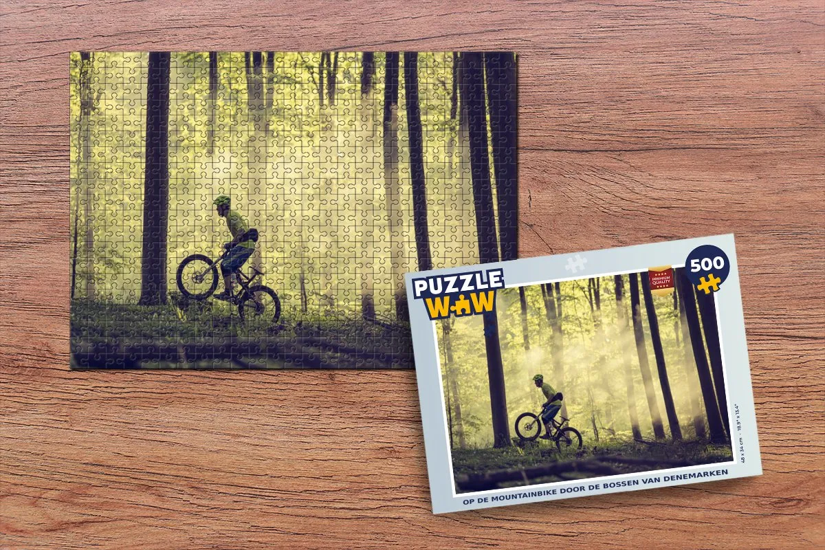 PuzzleWow Puzzel Op de mountainbike Denemarken 500 Stuks - Multicolor