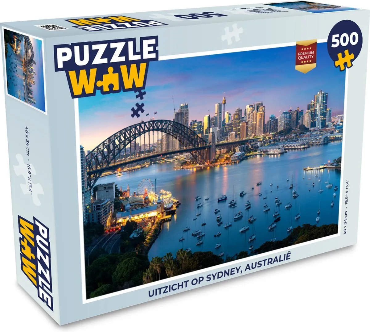 PuzzleWow Legpuzzel Uitzicht op Sydney Australië 500 Stuks - Multicolor