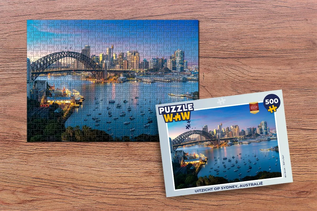 PuzzleWow Legpuzzel Uitzicht op Sydney Australië 500 Stuks - Multicolor
