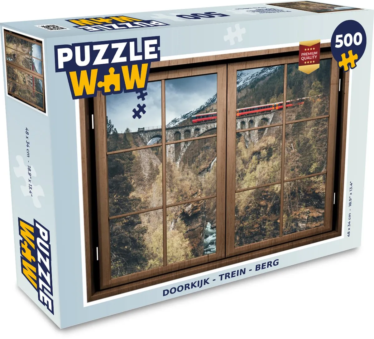 PuzzleWow Doorkijk Trein Berg Legpuzzel 500 Stuks - Multicolor