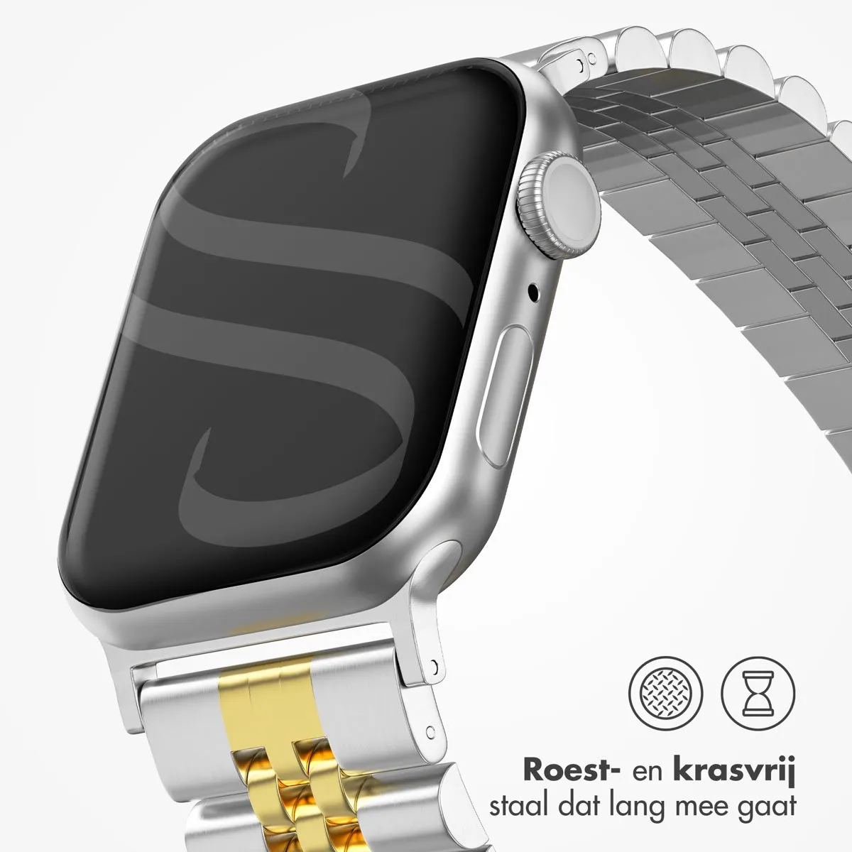 Selencia Stalen Bandje Apple Watch 44-49mm - Zilver