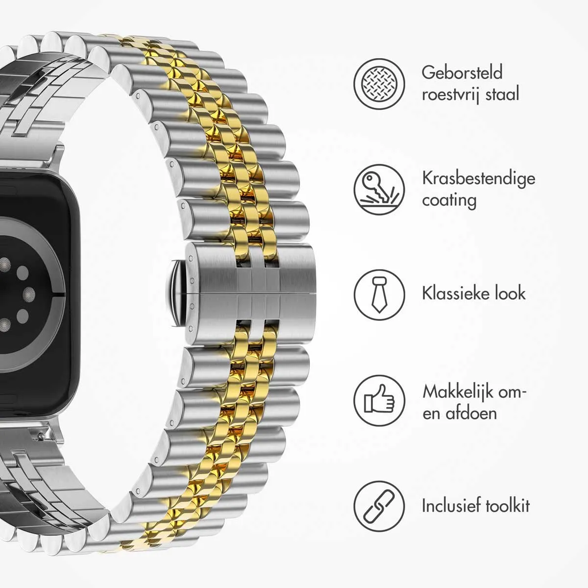 Selencia Stalen Bandje Apple Watch 44-49mm - Zilver