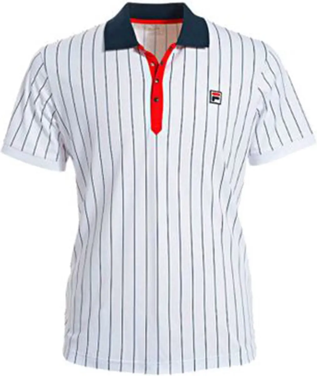 Fila Poloshirt Stripes Heren Wit Navy Rood