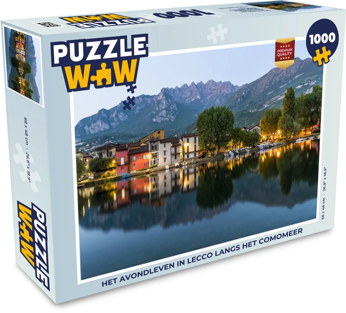 PuzzleWow Lecco Berg Comomeer Legpuzzel 1000 Stuks - Multicolor
