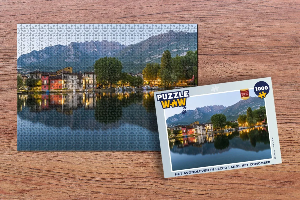 PuzzleWow Lecco Berg Comomeer Legpuzzel 1000 Stuks - Multicolor