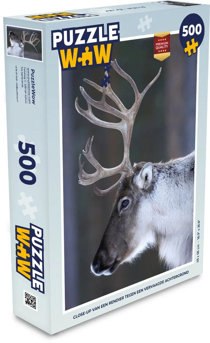 PuzzleWow Legpuzzel Close-up Rendier 500 Stuks - Multicolor