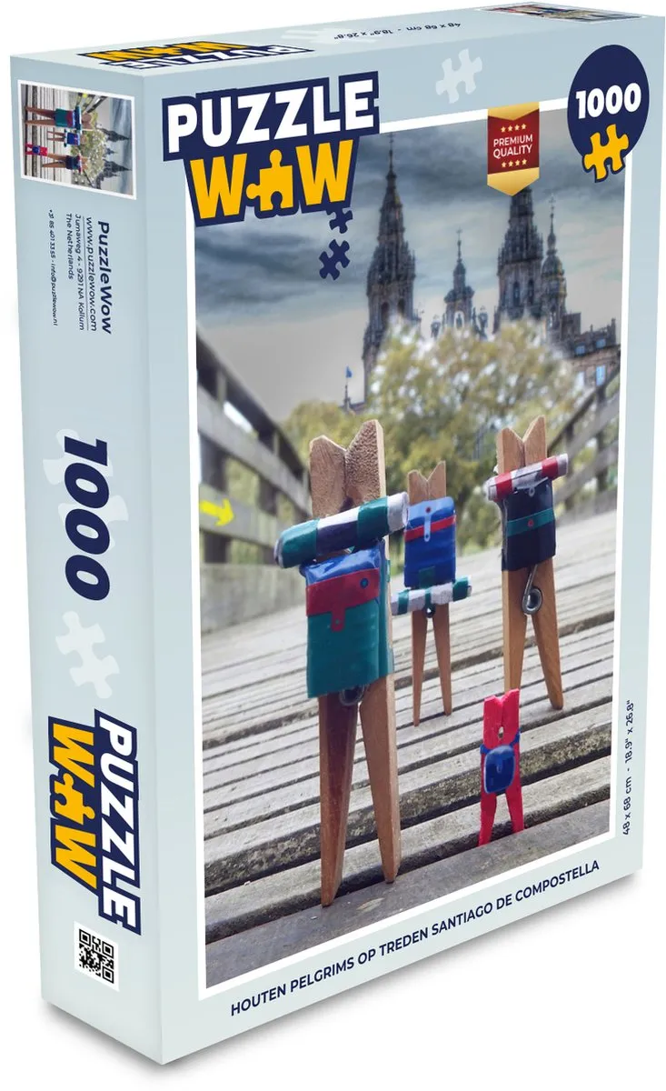 PuzzleWow Legpuzzel Santiago de Compostella 1000 Stuks - Multicolor