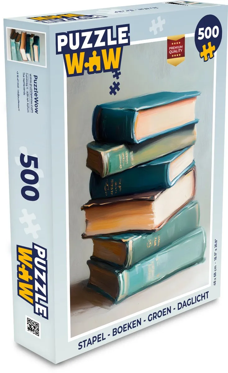 PuzzleWow Stapel Boeken Legpuzzel 500 Stuks - Groen