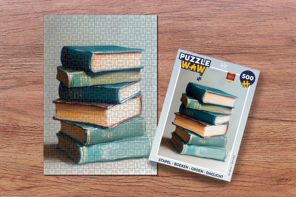 PuzzleWow Stapel Boeken Legpuzzel 500 Stuks - Groen