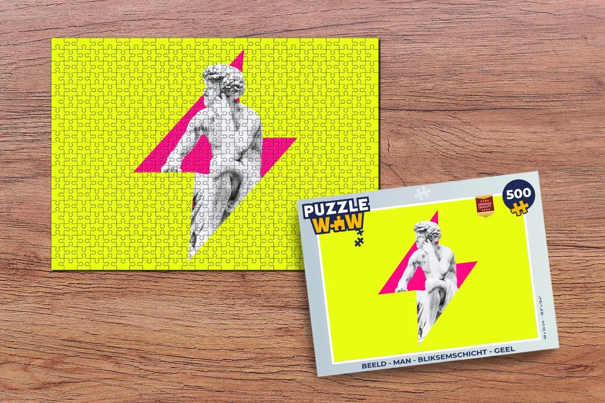 PuzzleWow Legpuzzel Man Bliksemschicht Geel - 500 Stukjes