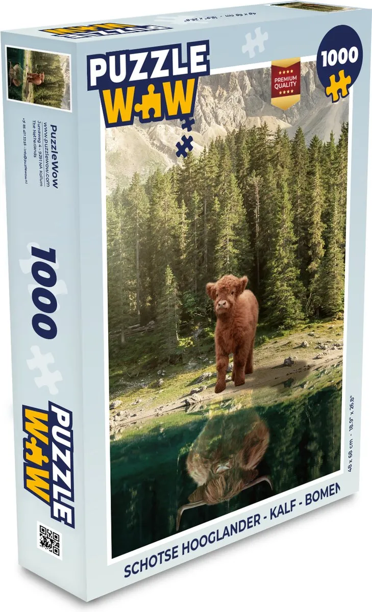 PuzzleWow Schotse Hooglander Legpuzzel 1000 Stuks - Multicolor
