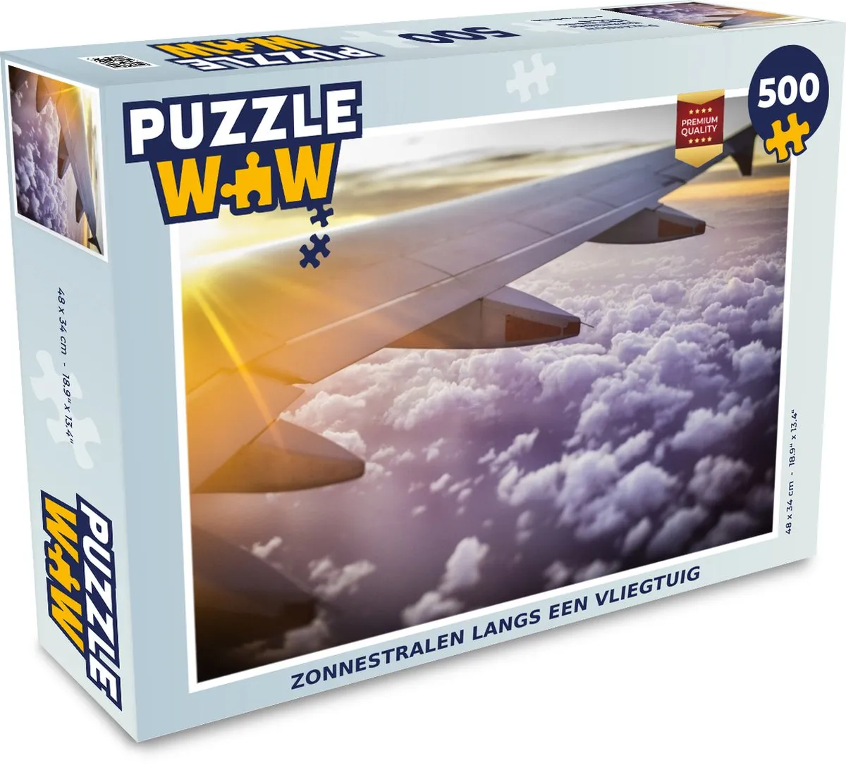 PuzzleWow Legpuzzel Zonnestralen langs een Vliegtuig 500 Stuks - Multicolor