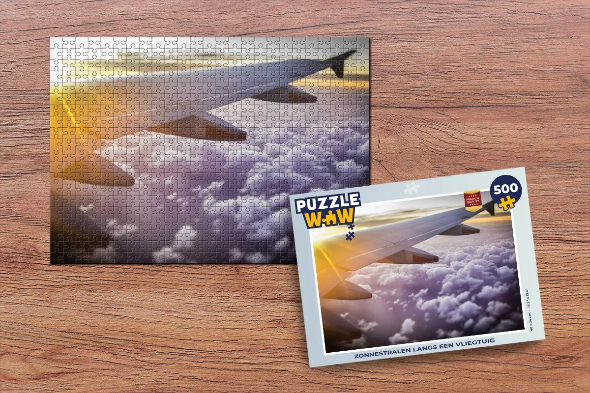 PuzzleWow Legpuzzel Zonnestralen langs een Vliegtuig 500 Stuks - Multicolor