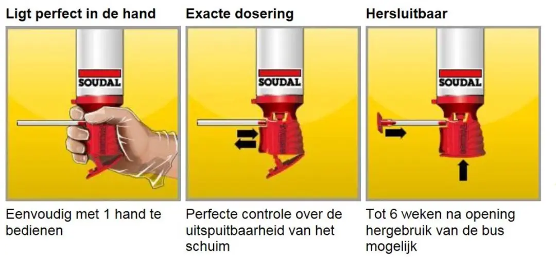 Soudal Soudafoam Comfort Hersluitbaar Genius Gun 600ml - afbeelding 4 van 6