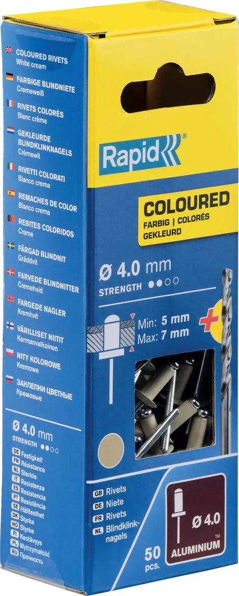 Rapid Blindklinknagels Crème Wit Ø4x10mm - 50 Stuks - afbeelding 3 van 4
