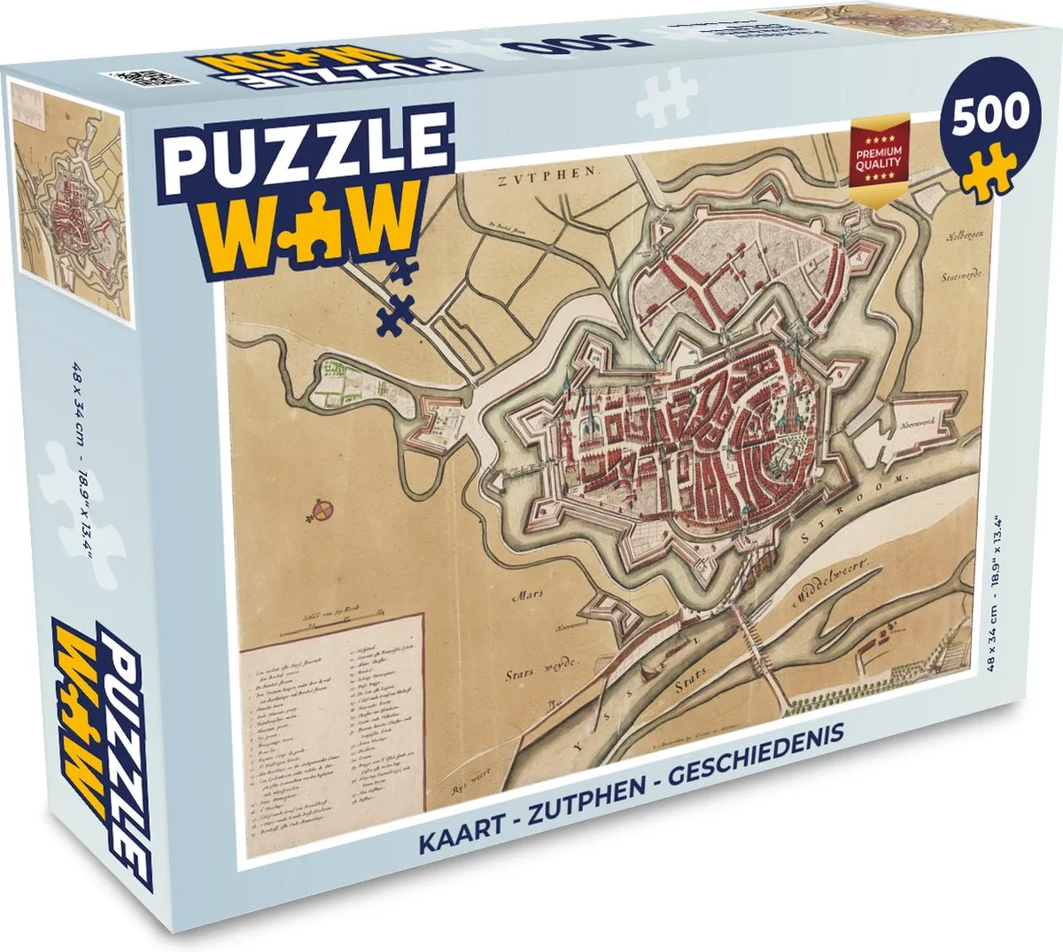 PuzzleWow Zutphen Legpuzzel 500 Stuks - Multicolor