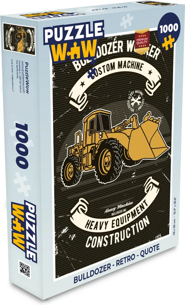 PuzzleWow Bulldozer Legpuzzel 1000 Stuks - Multicolor