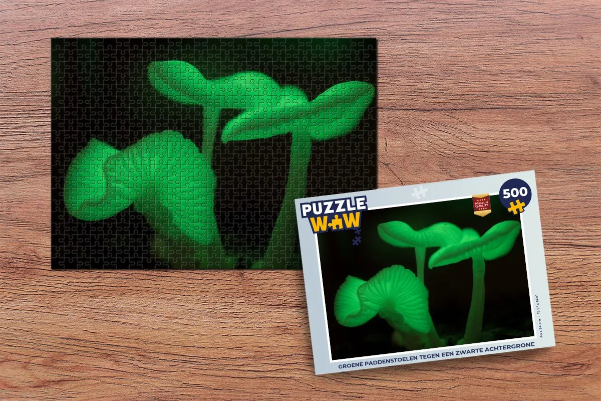 PuzzleWow Legpuzzel Groene Paddenstoelen 500 Stuks - Multicolor