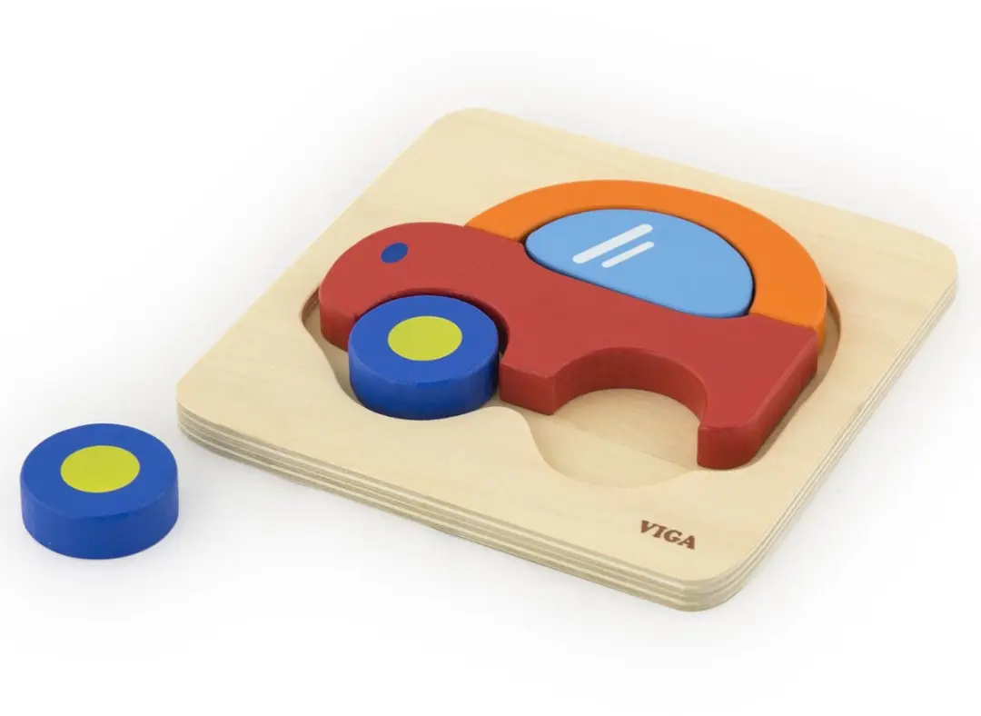 Viga Toys Vormenpuzzel Auto 4-delig - Rood