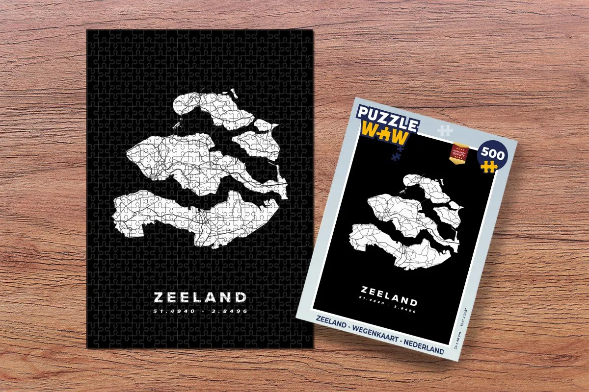 PuzzleWow Zeeland Wegenkaart Legpuzzel 500 Stuks - Multicolor