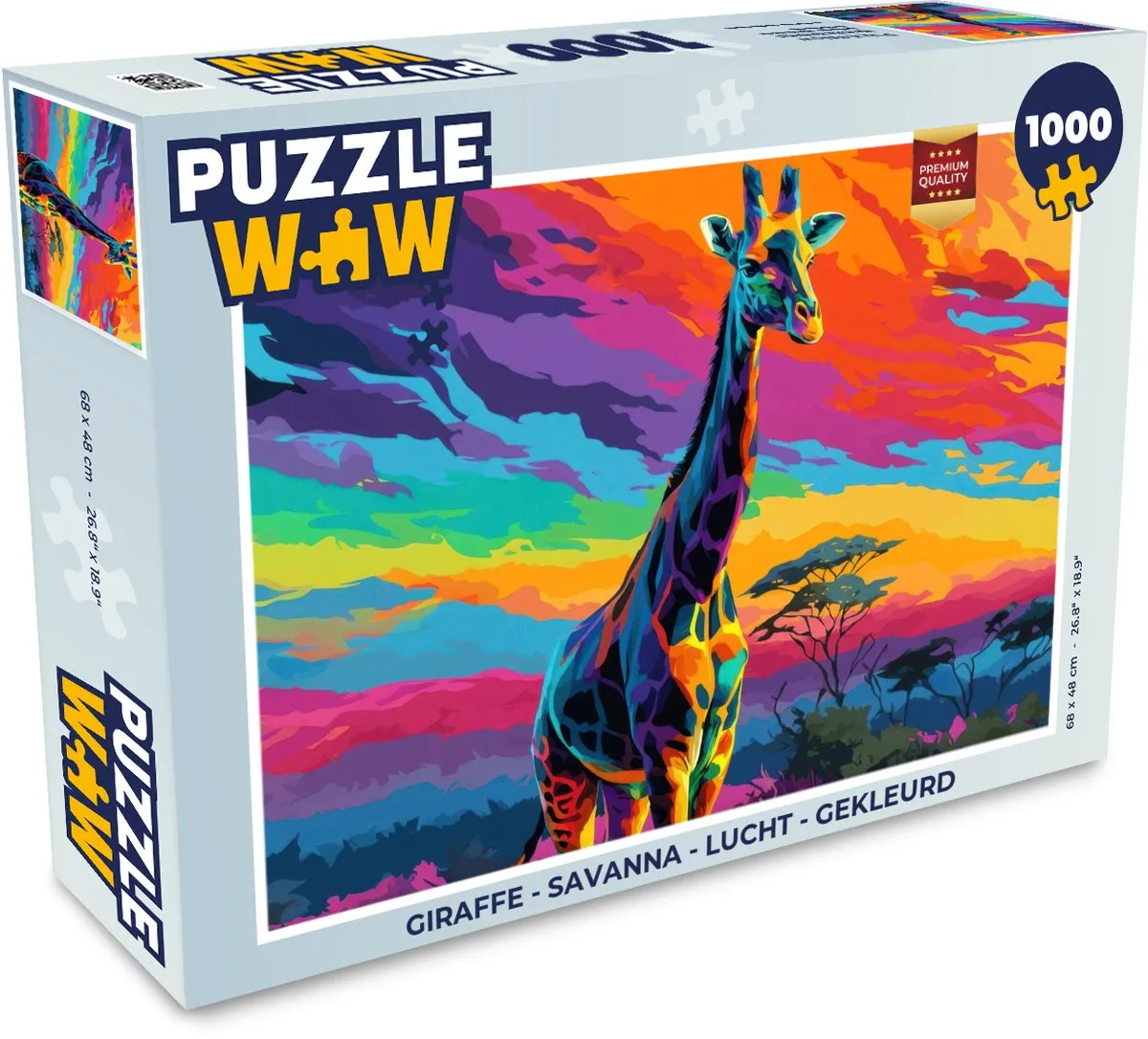 PuzzleWow Giraffe Savanna Legpuzzel 1000 Stuks - 1000 Kleurrijk
