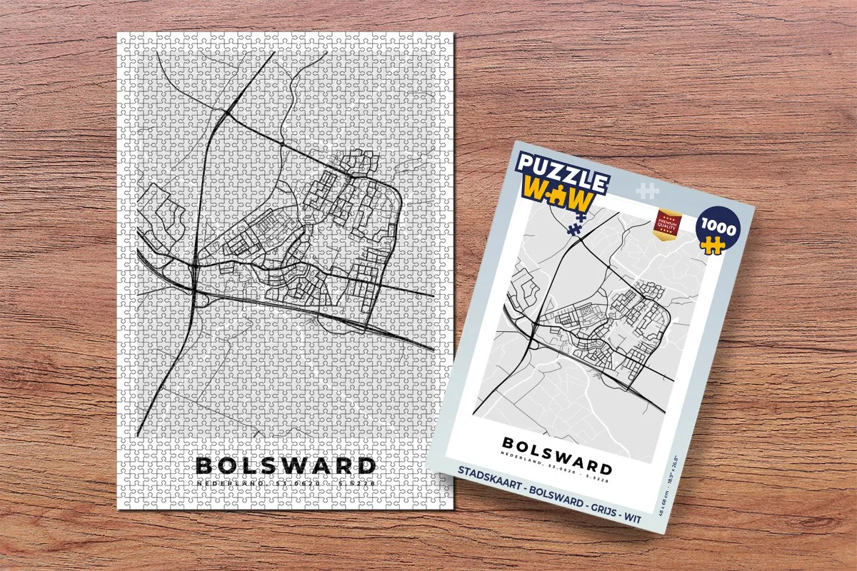 PuzzleWow Stadskaart Bolsward Legpuzzel 1000 Stuks - Multicolor