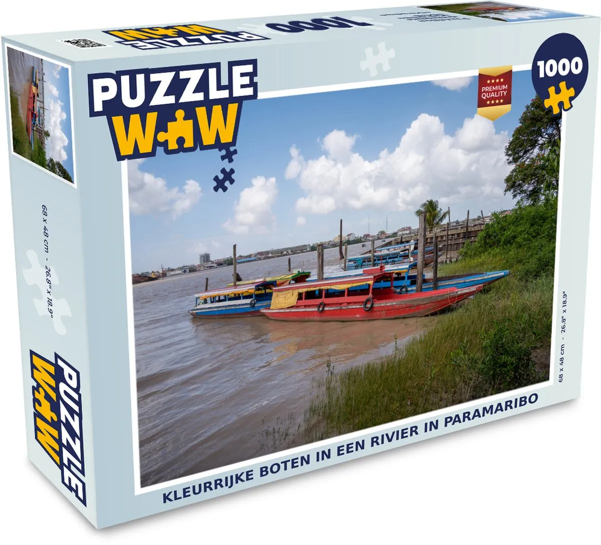 PuzzleWow Legpuzzel Paramaribo Kleurrijke Boten 1000 Stuks - Multicolor