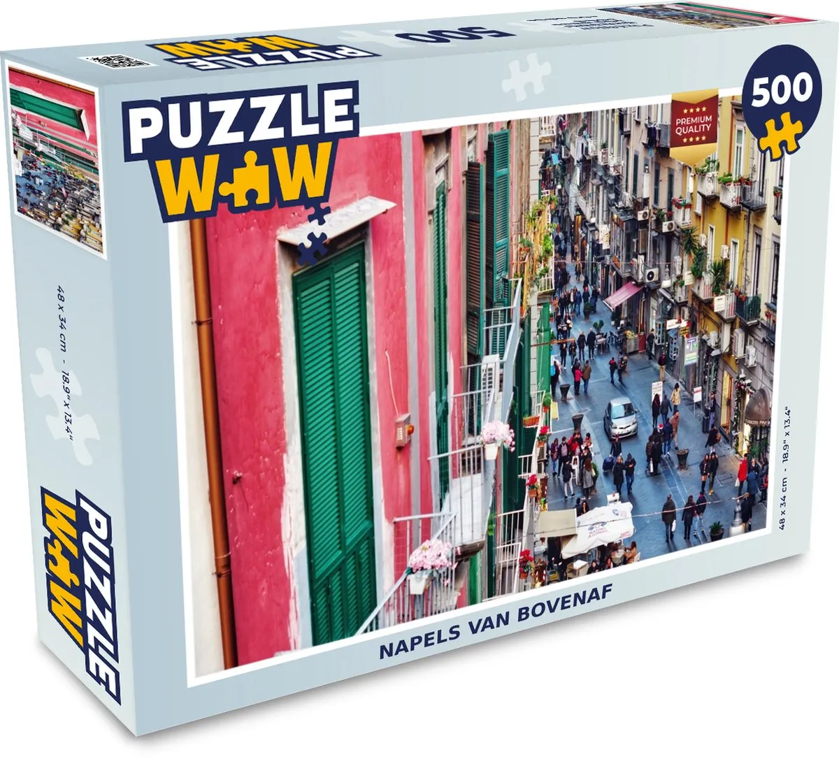 PuzzleWow Napels van bovenaf Legpuzzel 500 Stuks - Multicolor