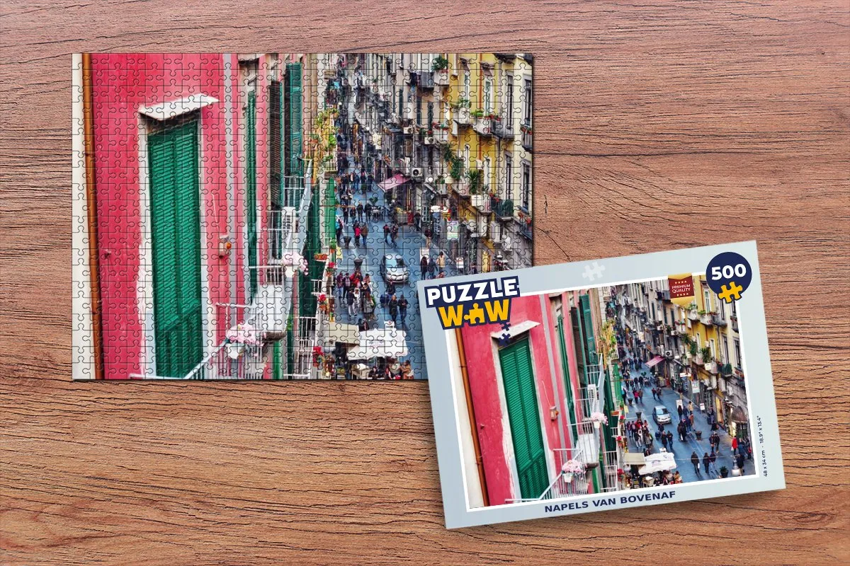 PuzzleWow Napels van bovenaf Legpuzzel 500 Stuks - Multicolor