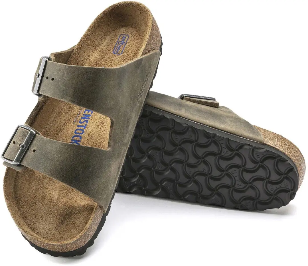 Birkenstock Arizona FL WB Faded Heren Slippers - Maat 40 - Khaki - afbeelding 3 van 6