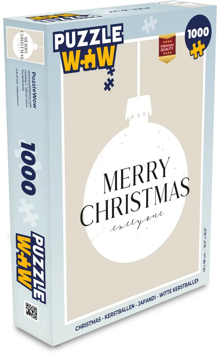 PuzzleWow Japandi Kerstballen Legpuzzel 1000 Stuks - Wit/Beige