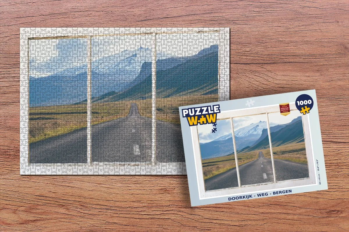 PuzzleWow Doorkijk Weg Berg Legpuzzel 1000 Stuks - Multicolor