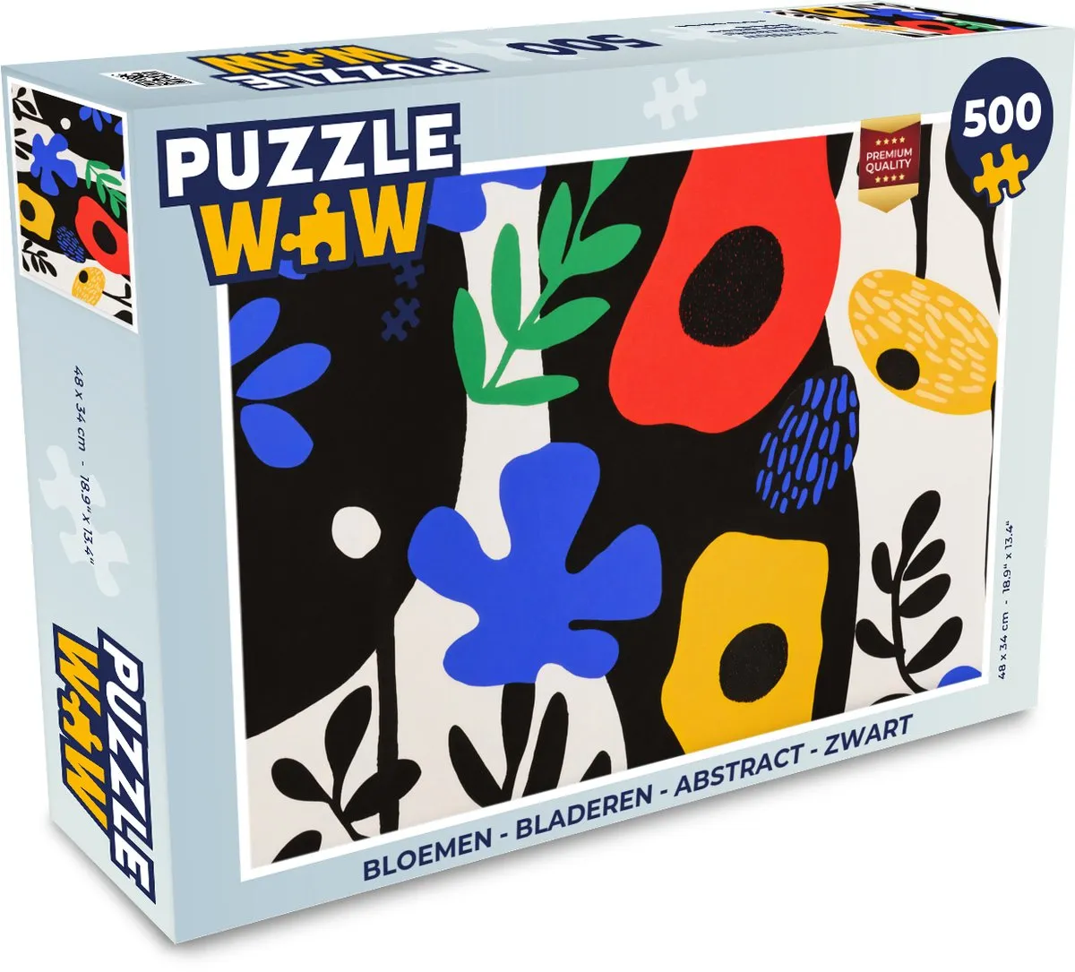 PuzzleWow Bloemen Abstract Legpuzzel 500 Stuks - Zwart