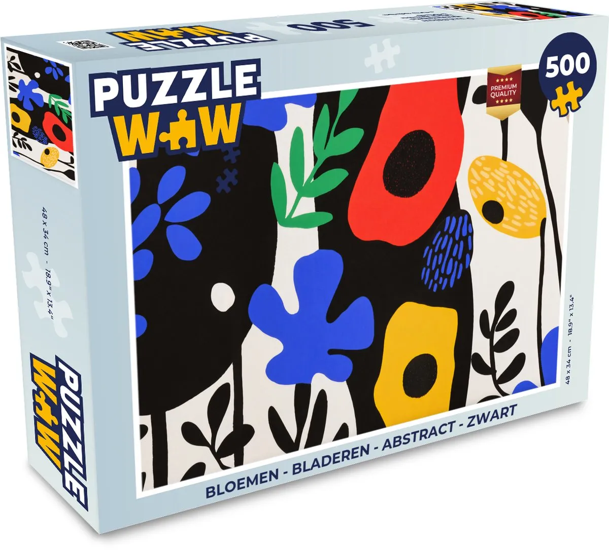 PuzzleWow Bloemen Abstract Legpuzzel 500 Stuks - Zwart