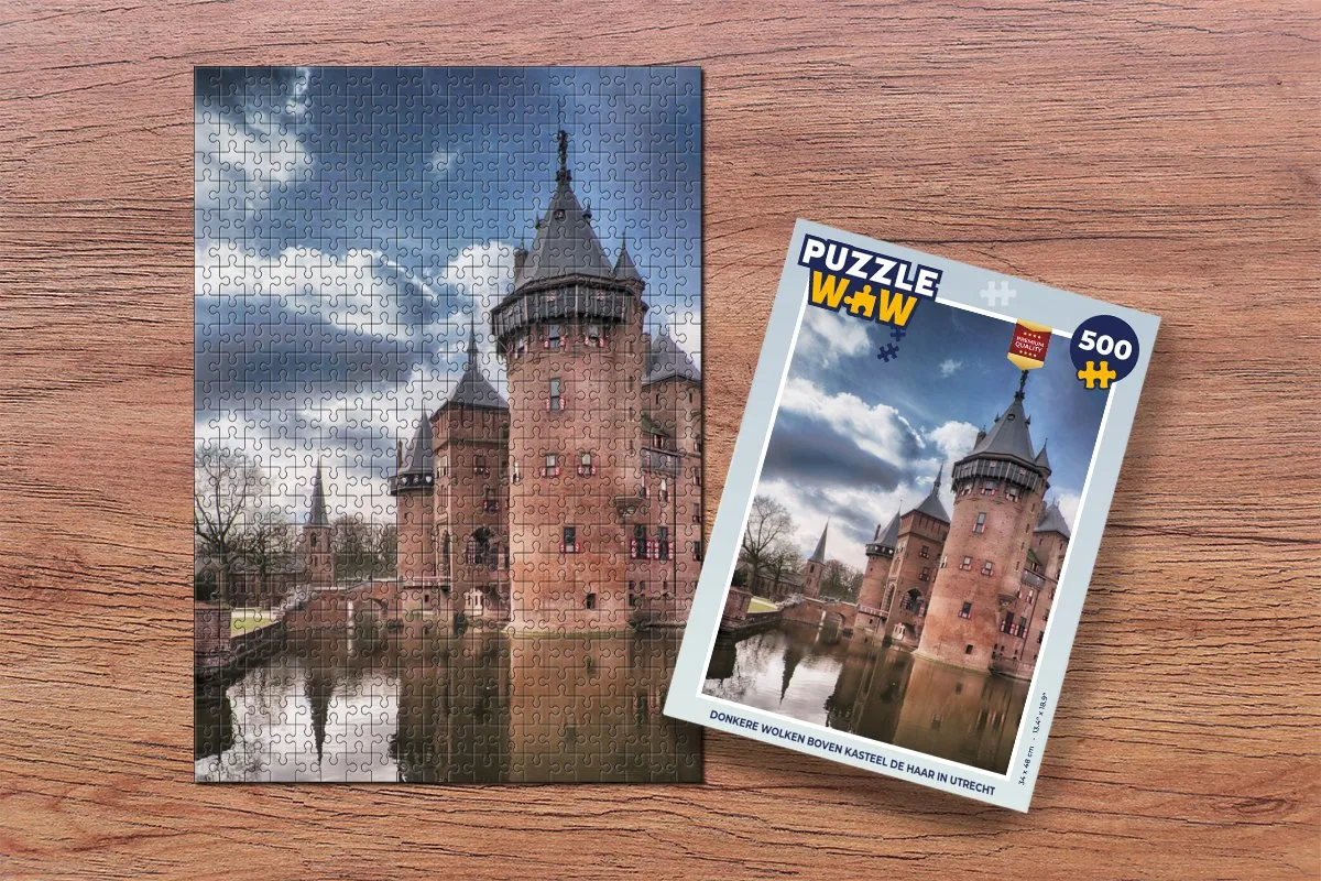 PuzzleWow Donkere Wolken Kasteel de Haar Legpuzzel 500 Stuks - Multicolor