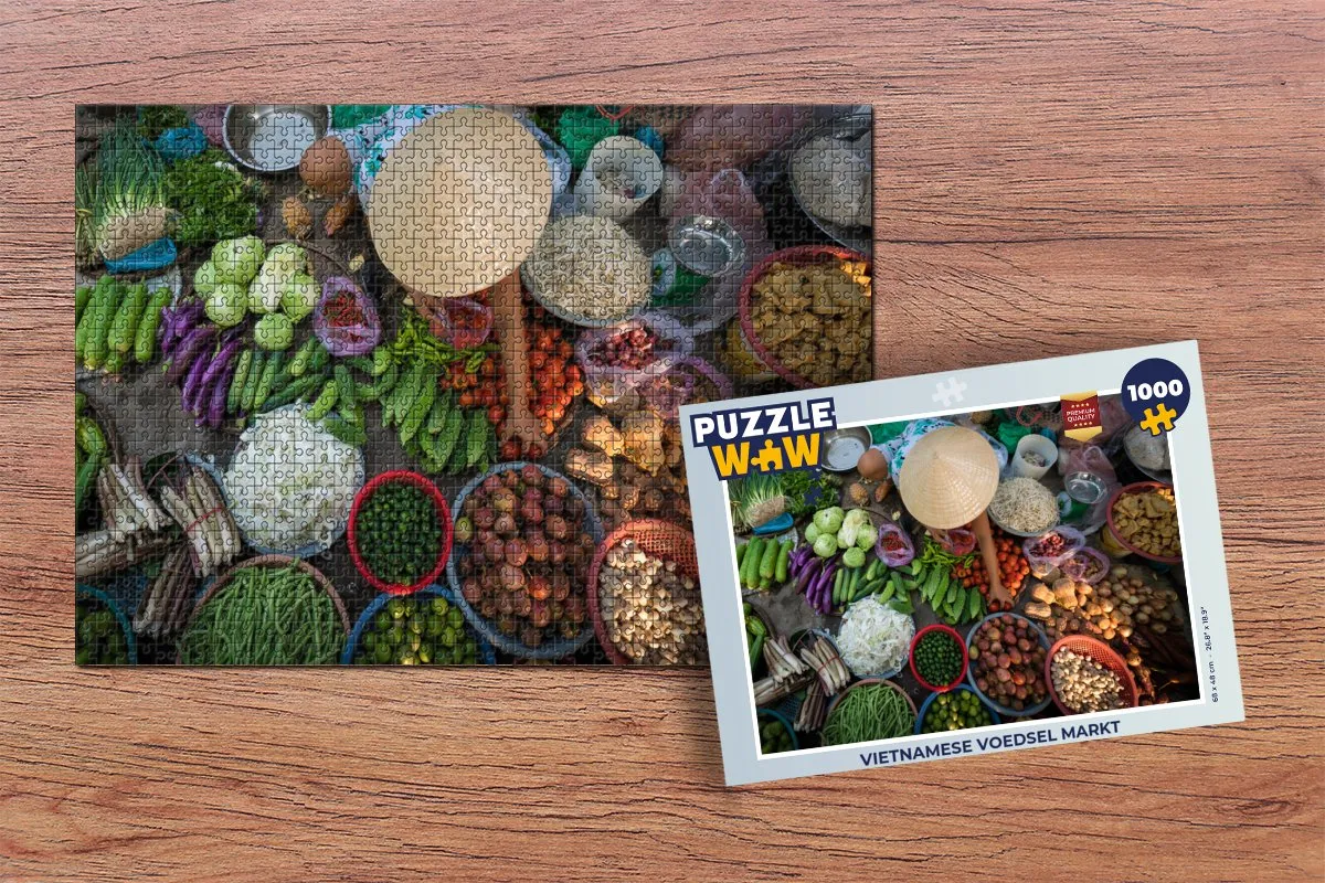 PuzzleWow Vietnamese Voedsel Markt Legpuzzel 1000 Stuks - Multicolor