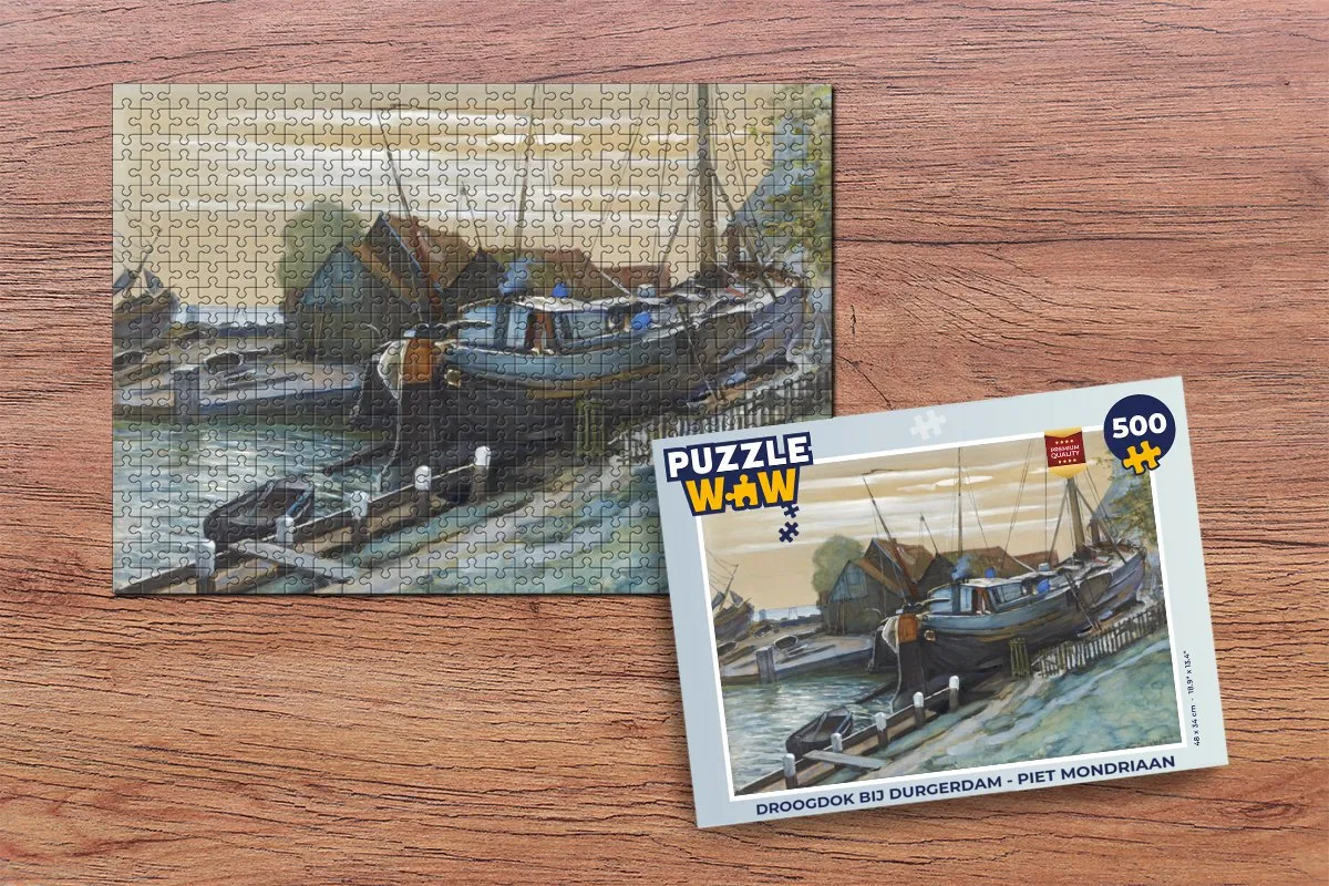 PuzzleWow Droogdok bij Durgerdam Piet Mondriaan Legpuzzel 500 Stuks - Multicolor