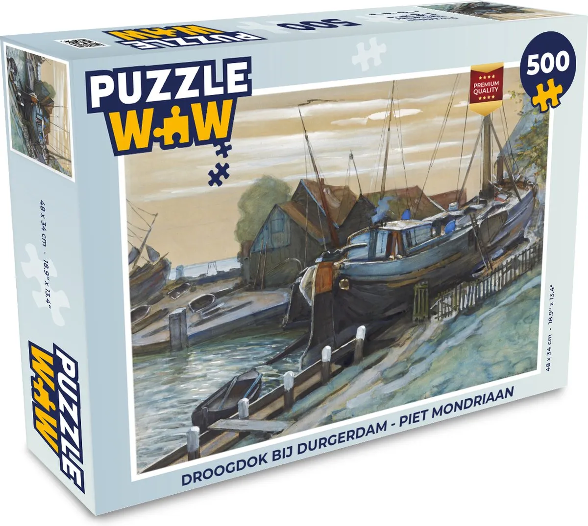PuzzleWow Droogdok bij Durgerdam Piet Mondriaan Legpuzzel 500 Stuks - Multicolor