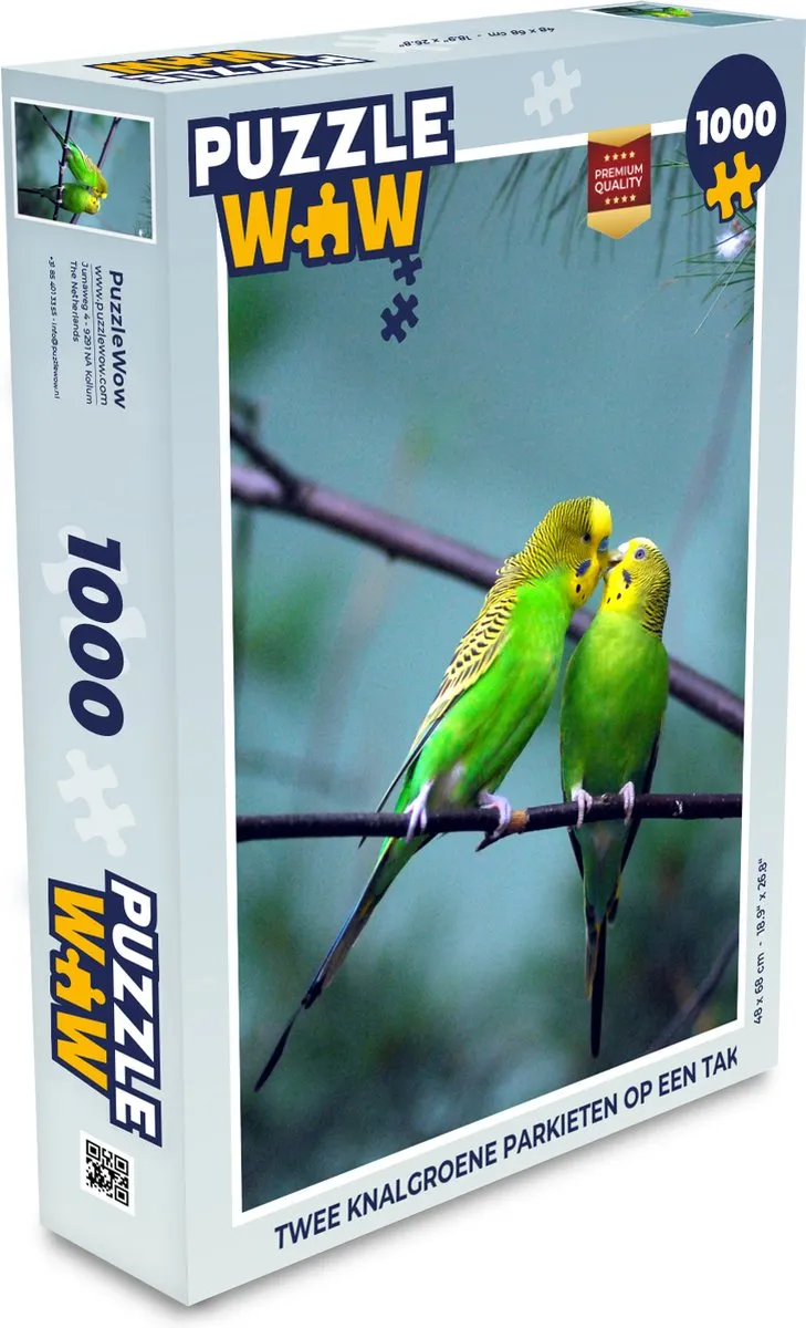 PuzzleWow Legpuzzel Twee Parkieten 1000 Stuks - Multicolor
